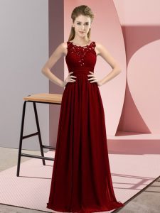 Trendy Burgundy Sleeveless Chiffon Zipper Vestidos de Damas for Wedding Party
