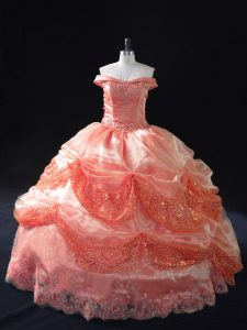 Off The Shoulder Sleeveless Organza 15th Birthday Dress Beading and Sequins Lace Up
