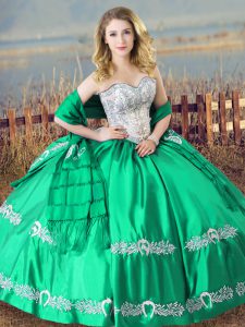 Exceptional Turquoise Sleeveless Floor Length Beading and Embroidery Lace Up Sweet 16 Quinceanera Dress