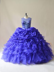 Floor Length Purple Quinceanera Dresses Scoop Sleeveless Lace Up