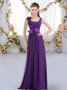 Trendy Sleeveless Belt and Hand Made Flower Zipper Dama Dress for Quinceanera