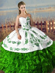 Sleeveless Lace Up Floor Length Embroidery and Ruffles Sweet 16 Quinceanera Dress