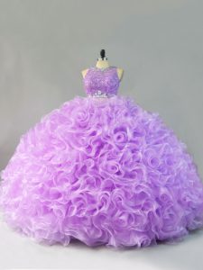 Sophisticated Scoop Sleeveless Fabric With Rolling Flowers Quinceanera Dresses Beading and Ruffles Zipper