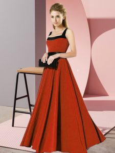 Excellent Floor Length Rust Red Vestidos de Damas Chiffon Sleeveless Belt