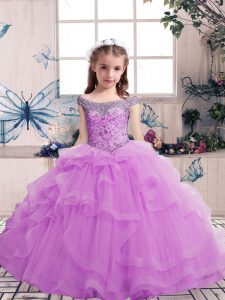 Enchanting Tulle Sleeveless Floor Length Glitz Pageant Dress and Beading