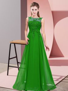 Green Vestidos de Damas Wedding Party with Beading and Appliques Scoop Sleeveless Zipper