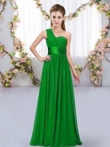 Artistic Dark Green One Shoulder Lace Up Belt Court Dresses for Sweet 16 Sleeveless