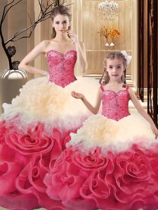 Multi-color Sweetheart Lace Up Beading and Ruffles Quinceanera Dresses Sleeveless