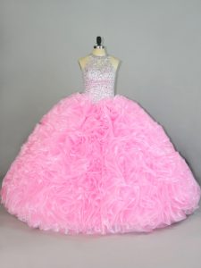 Luxurious Sleeveless Lace Up Floor Length Beading and Ruffles Sweet 16 Dress