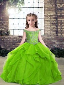 Sleeveless Beading and Ruffles Side Zipper Kids Formal Wear