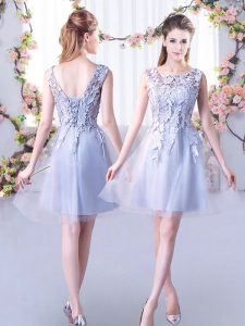 Flare Scoop Sleeveless Tulle Quinceanera Court Dresses Lace Lace Up