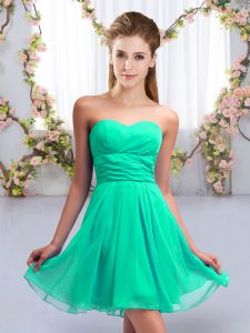 Designer Sweetheart Sleeveless Chiffon Dama Dress Ruching Lace Up
