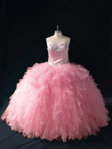 Charming Tulle Sleeveless Floor Length Sweet 16 Dresses and Beading and Ruffles