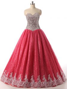 Dazzling Sequined Sleeveless Floor Length Quinceanera Dresses and Beading and Appliques