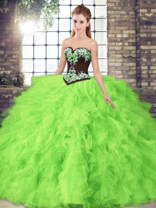 Sweetheart Lace Up Beading and Embroidery Quinceanera Gowns Sleeveless