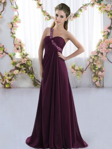 Chiffon Sleeveless Damas Dress Brush Train and Beading