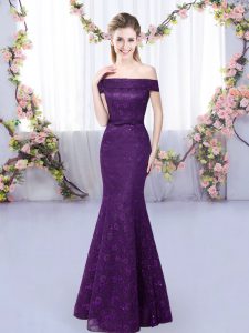 Purple Sleeveless Lace Up Quinceanera Court Dresses for Prom and Party and Wedding Party