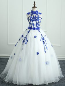 Hot Sale Appliques Quinceanera Dresses White Zipper Sleeveless Floor Length