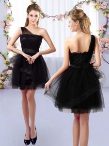 Enchanting Black Sleeveless Tulle Side Zipper Court Dresses for Sweet 16 for Prom and Party and Wedding Party