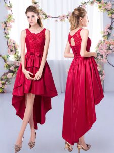 Excellent Scoop Sleeveless Satin Damas Dress Appliques Lace Up