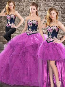 Superior Sleeveless Lace Up Floor Length Beading and Embroidery 15th Birthday Dress