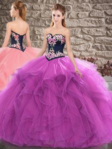 Sweetheart Sleeveless Lace Up Quinceanera Dresses Purple Tulle