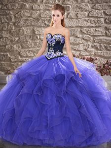 Purple Lace Up Sweet 16 Dresses Beading and Embroidery Sleeveless Floor Length