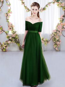 Free and Easy Green Lace Up Quinceanera Court Dresses Ruching Short Sleeves Floor Length