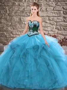 Modern Sleeveless Lace Up Floor Length Beading and Embroidery Quinceanera Gown