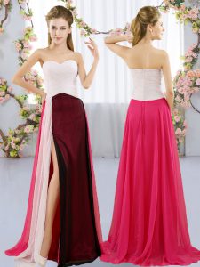 New Arrival Multi-color Zipper Sweetheart Ruching Quinceanera Court of Honor Dress Chiffon Sleeveless