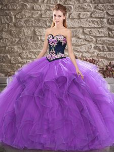 Edgy Sleeveless Lace Up Floor Length Beading and Embroidery Sweet 16 Quinceanera Dress