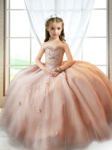 Floor Length A-line Sleeveless Pink Little Girls Pageant Dress Wholesale Lace Up