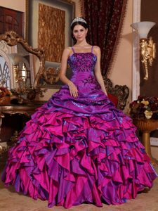 Spaghetti Straps Ruffles Appliques Colorful Sweet 15 Dresses in Aguada