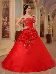Handmade Flowers Red Dresses for Sweet 15 in Bahia Blanca