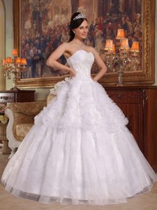Dreamy White Ruffled Ball Gown Sweet 15 Dresses for Summer