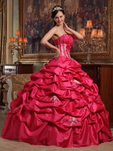 Floor-length Coral Red Appliqued Dress for Sweet 16 online Store