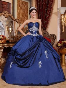 Sweetheart Navy Blue Appliqued Dress for a Quinceanera on Sale