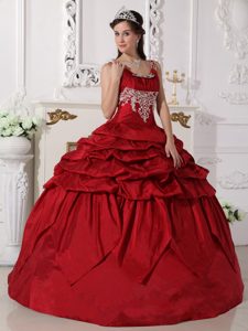 Scoop Neck Appliqued Wine Red Sweet 15/16 Birthday Dresses