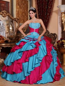Two-toned Ruffled Embroidery Sweet 16 Dresses in Santa Fe