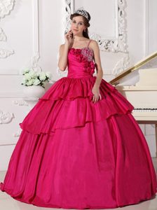 Hot Pink Flowers Spaghetti Straps Quinceanera Dress under 200