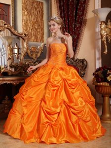 Orange Red Pick Ups Strapless Sweet 15/16 Birthday Dresses