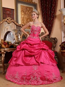 Hot Pink Pick Ups Taffeta Embroidery Quinceanera Dress in Auckland