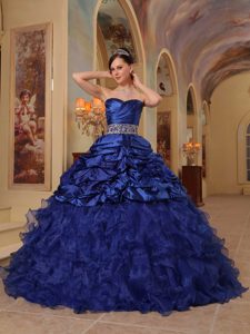 Blue Taffeta Pick Ups Organza Ruffles Quinceanera Dresses in Aachen