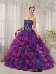 Multi-color Ruffled Organza Appliques Sweet 16 Dresses in Belfast