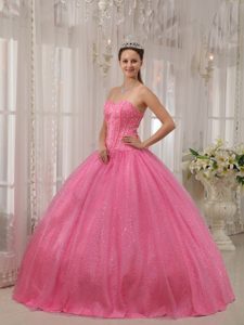 Pink Sweetheart Floor-length Beaded Dress For Quince in Aachen