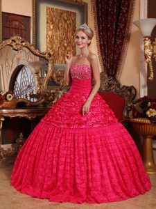 Red Beaded Dress For Quinceanera with Rolling Flowers in Aachen