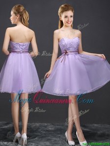 Popular Mini Length Lace Up Court Dresses for Sweet 16 Lavender and In for Prom and Party and Wedding Party with Lace