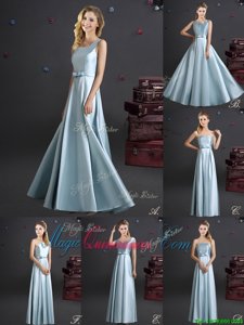 Top Selling Square Sleeveless Zipper Floor Length Bowknot Quinceanera Dama Dress