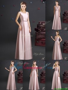 Pink Square Neckline Bowknot Court Dresses for Sweet 16 Sleeveless Zipper