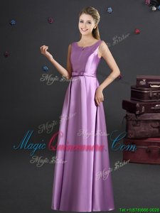 Fitting Lilac Straps Neckline Bowknot Quinceanera Court Dresses Sleeveless Zipper